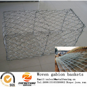 Sales 2mx1mx1m hexagonal stone cages manufacturer barrier wall stone gabion wire mesh river used machine woven gabion baskets